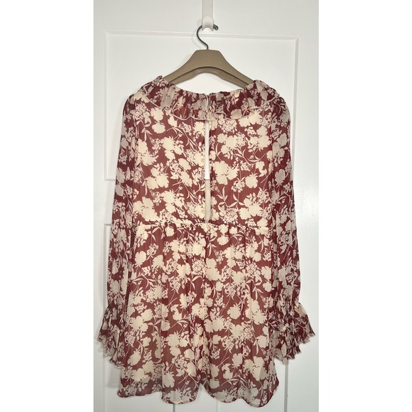 By Together Dress Burgundy Floral Flowy Large Mini - Picture 2 of 16